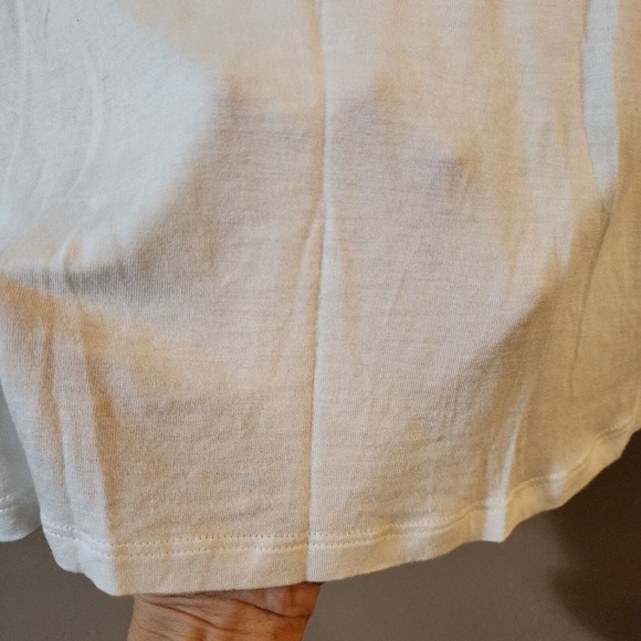 H&M Womens Pullover Slinky Stretch Knit Tee Size S White Keyhole Neck Lace Top - Picture 9 of 12